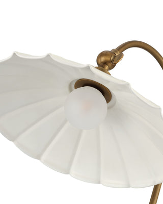 Springe LED Table Lamp in White / Antique Brass