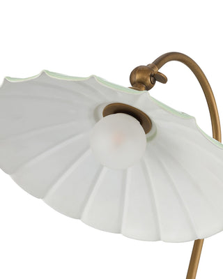Springe LED Table Lamp in Green / Antique Brass