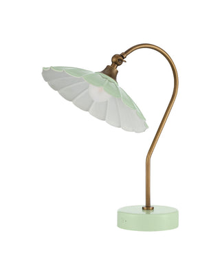 Springe LED Table Lamp in Green / Antique Brass