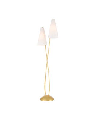 Pas de Deux LED Floor Lamp in Contemporary Gold Leaf
