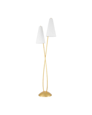 Pas de Deux LED Floor Lamp in Contemporary Gold Leaf