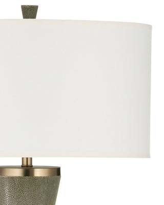 Galuchat One Light Floor Lamp in Green Faux Shagreen / Brass