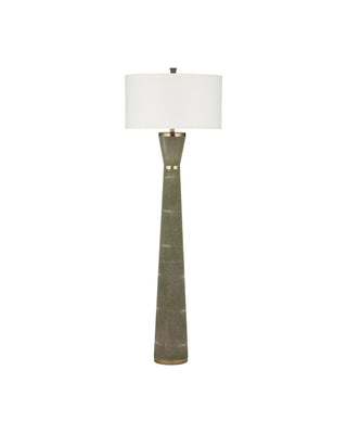 Galuchat One Light Floor Lamp in Green Faux Shagreen / Brass
