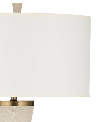 Galuchat One Light Floor Lamp in Ivory Faux Shagreen / Brass