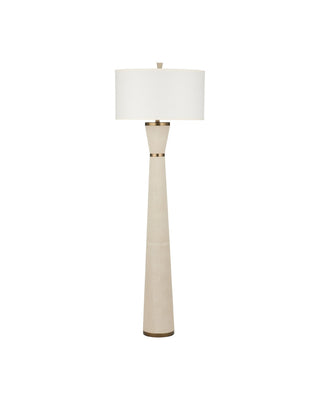 Galuchat One Light Floor Lamp in Ivory Faux Shagreen / Brass