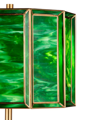Daze Two Light Floor Lamp in Green / Antique Brass