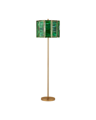 Daze Two Light Floor Lamp in Green / Antique Brass