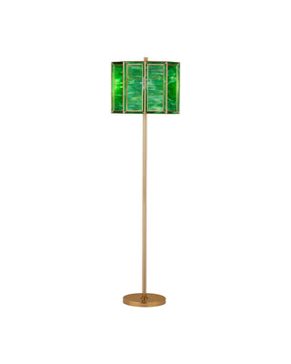Daze Two Light Floor Lamp in Green / Antique Brass