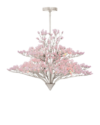 Fiorella 12 Light Chandelier in Pink / Contemporary Silver Leaf