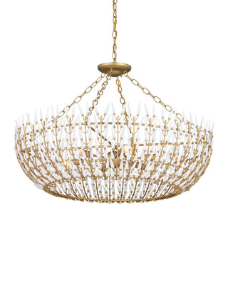 Magnum Opus Six Light Chandelier in White / Brass