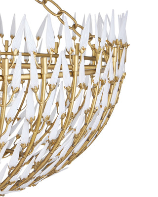 Magnum Opus Six Light Chandelier in White / Brass