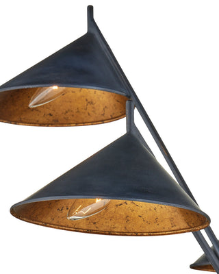 Serpa Six Light Chandelier in French Black / Gold Leaf