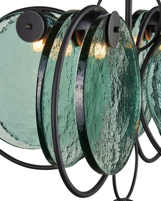 Vesica Piscis Four Light Chandelier in Clear / Blacksmith