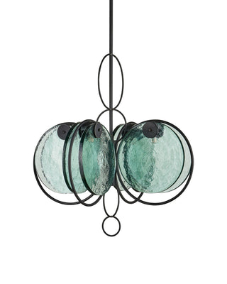 Vesica Piscis Four Light Chandelier in Clear / Blacksmith