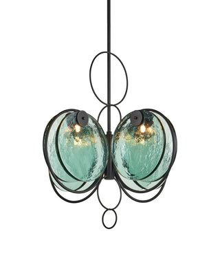 Vesica Piscis Four Light Chandelier in Clear / Blacksmith