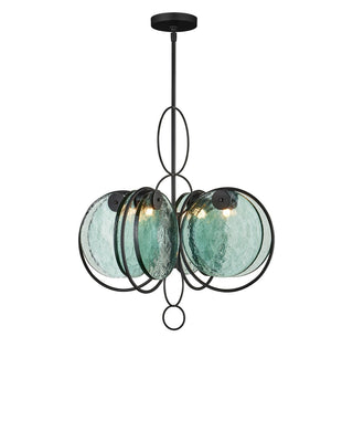 Vesica Piscis Four Light Chandelier in Clear / Blacksmith
