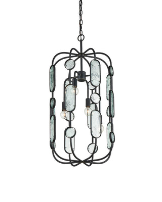 Ettore Four Light Chandelier in Clear / Blacksmith