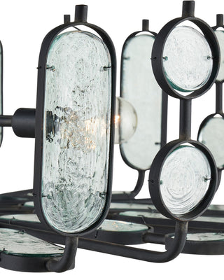 Ettore Six Light Chandelier in Clear / Blacksmith