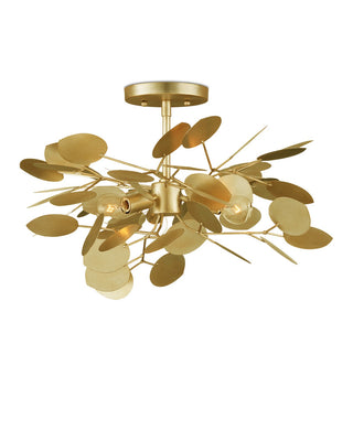 Lunaria Three Light Semi-Flush Mount in Contemporary Gold Leaf