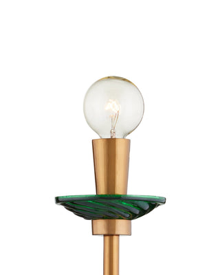 Grasmere Six Light Chandelier in Green / Aged Gold / Gold Luster