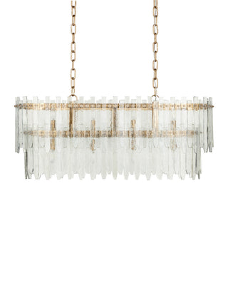 Electra Eight Light Chandelier in Clear / Antique Brass