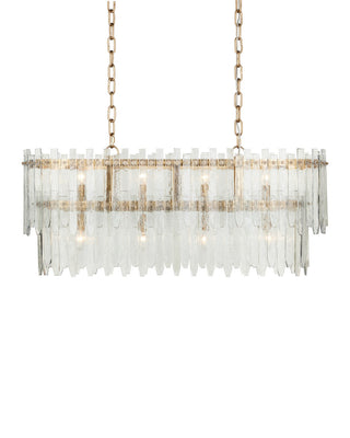 Electra Eight Light Chandelier in Clear / Antique Brass