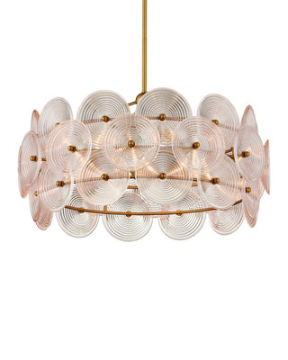 Whirlwind Six Light Chandelier in Pale Pink / Brass