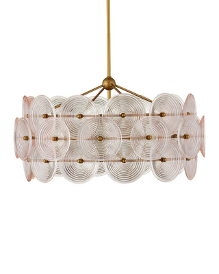 Whirlwind Six Light Chandelier in Pale Pink / Brass