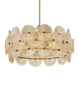 Whirlwind Six Light Chandelier in Pale Yellow / Brass