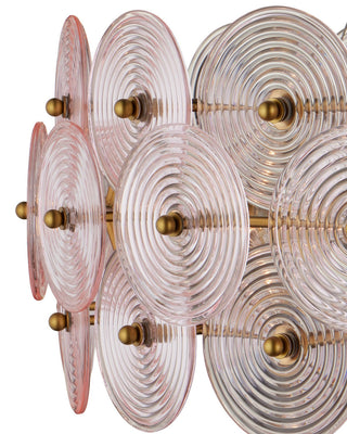 Whirlwind Ten Light Chandelier in Pale Pink / Brass