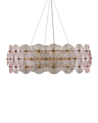 Whirlwind Ten Light Chandelier in Pale Pink / Brass