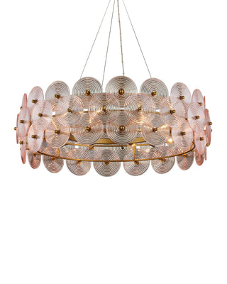 Whirlwind Ten Light Chandelier in Pale Pink / Brass