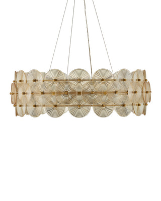 Whirlwind Ten Light Chandelier in Pale Yellow / Brass