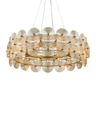 Whirlwind Ten Light Chandelier in Pale Yellow / Brass