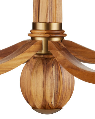 Woodcroft Six Light Chandelier in Natural / Antique Brass