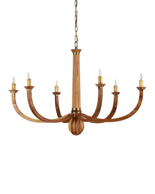 Woodcroft Six Light Chandelier in Natural / Antique Brass