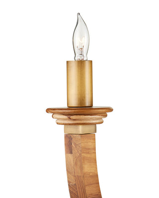 Woodcroft Six Light Chandelier in Natural / Antique Brass