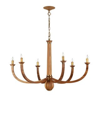 Woodcroft Six Light Chandelier in Natural / Antique Brass
