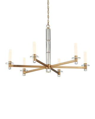 Marcelo LED Chandelier in Clear / Antique Brass / White