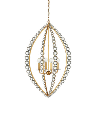 Amadora Four Light Chandelier in Clear / Antique Gold Leaf