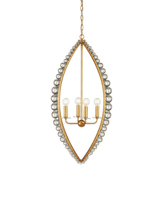 Amadora Four Light Chandelier in Clear / Antique Gold Leaf