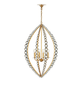 Amadora Four Light Chandelier in Clear / Antique Gold Leaf