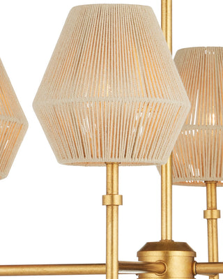 Francie LED Chandelier in Antique Gold Leaf / Natural