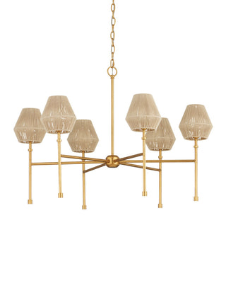 Francie LED Chandelier in Antique Gold Leaf / Natural