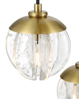 Wexler LED Chandelier in Polished Antique Brass / Clear