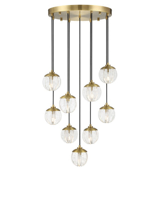 Wexler LED Chandelier in Polished Antique Brass / Clear