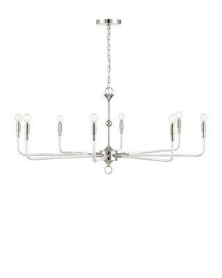 Nantucket Eight Light Chandelier in Polished Nickel / Clear
