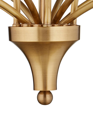 Glazen LED Chandelier in Polished Antique Brass / White