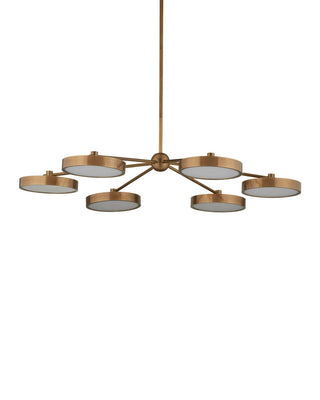 Merrick LED Chandelier in Polished Antique Brass / White