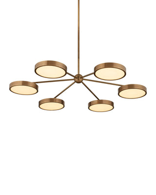 Merrick LED Chandelier in Polished Antique Brass / White